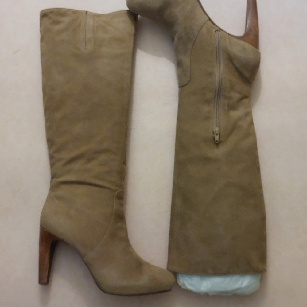BCBGMAXAZARIA Tan Over-the-Knee High-Heel Suede Boots Retail $595
